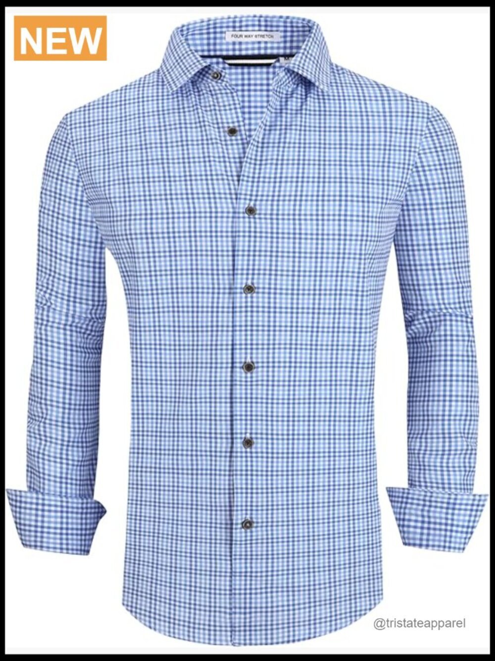 Wrinkle Free 4-Way Stretch Button Down Shirt Men Business Casual Long Sleeve